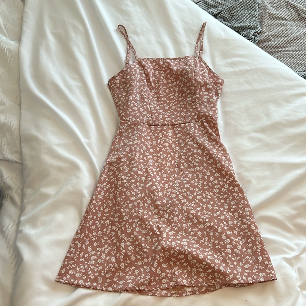 SHEIN floral pink tie back size small dress